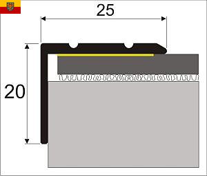 Schodová hrana samolepicí 25x20mm dekor kov 120 cm